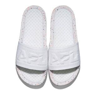 APL Big Logo TechLoom Slide Sandal in White/Impulse Red/Blue Haze.🤍💙 Size 6. N